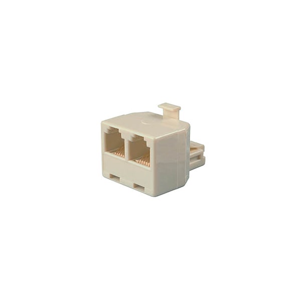 Allen Tel T Adapter-(2) 4 Cond/6 Position Jacks (1) 4 Cond/6 Position Plug Ivory AT267B - main